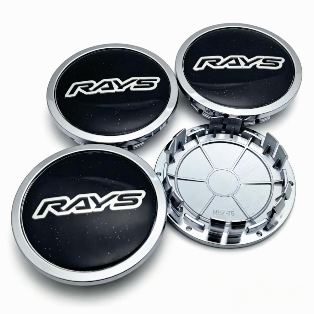 4pcs Rays Logo Emblem Car Wheel Center Caps OD 75MM Clips 65MM Rim Hubcaps Dust Cover Wheels Hub Cap Replacement Car Accessories