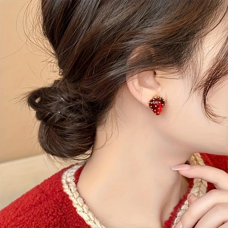 Модные серьги-гвоздики в форме клубники, ювелирные изделия, подарок на вечеринку