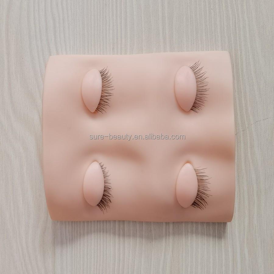 Removable Silicone Eyelids Eyelash Practice Mannequin with DD Curl for Reusable Eyelash Extension Training