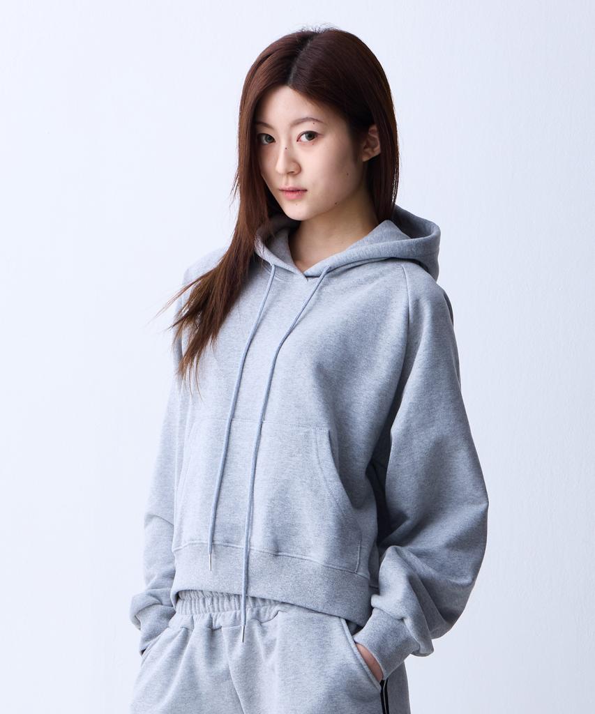 CRUSHST Slimline Crop Sweat Raglan Hoodie Gray