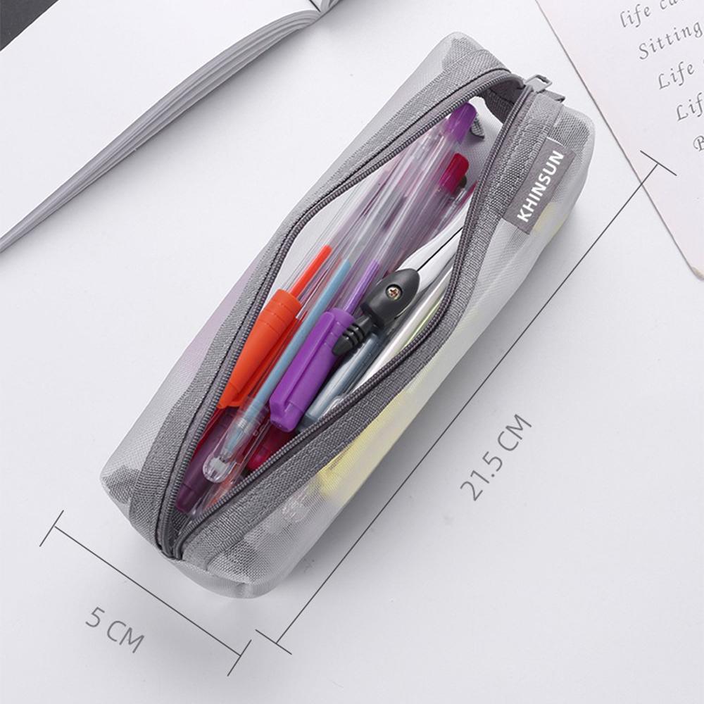 1 Pcs Simple Mesh Transparent Pencil Case Storage Pen Bag Zipper Pouch Portable Mini Cute Stationery Office School Supplies