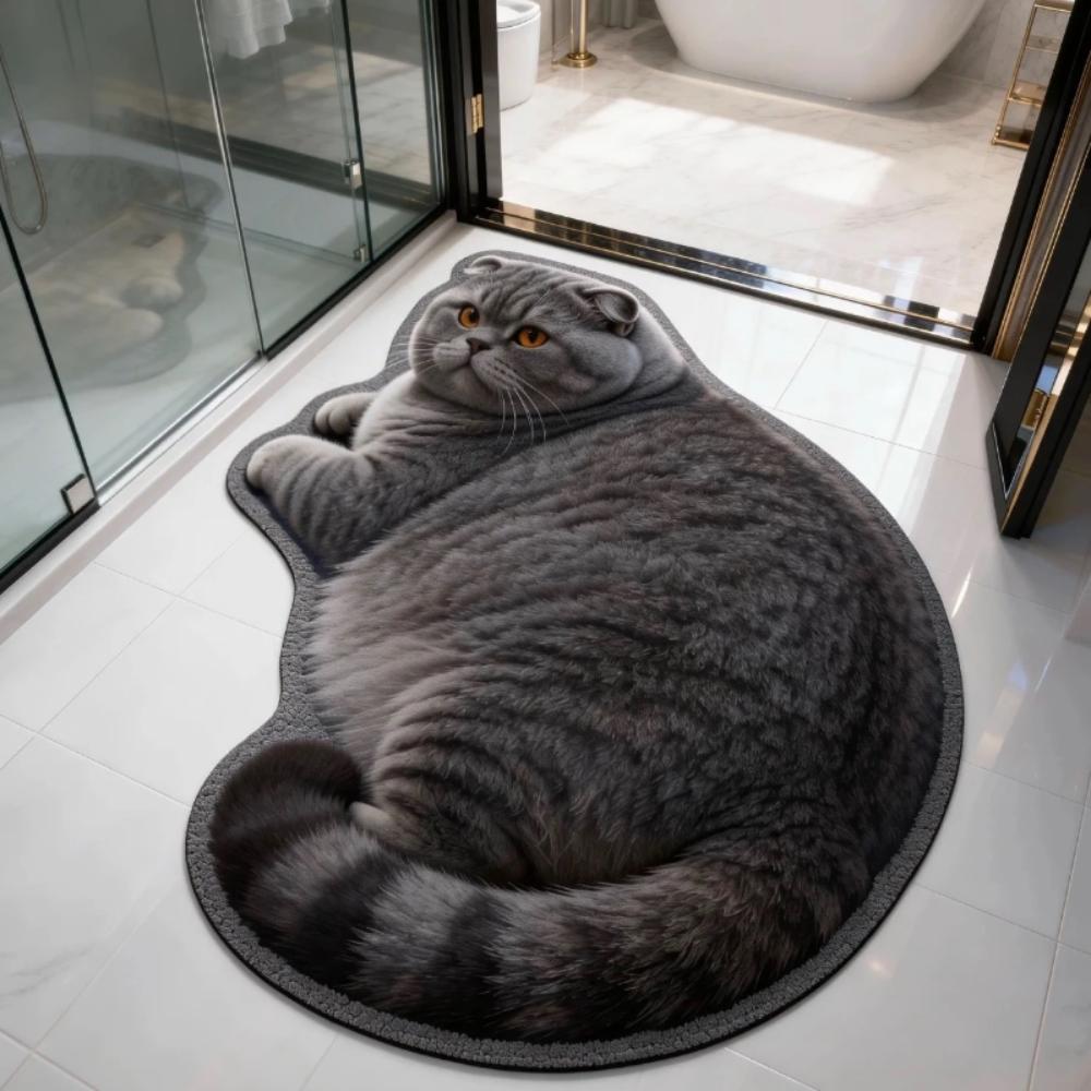 3D коврик для ванной в форме толстого кота, нескользящий впитывающий коврик для пола, милый коврик-дверной коврик с животными для ванной комнаты, спальни, домашнего декора