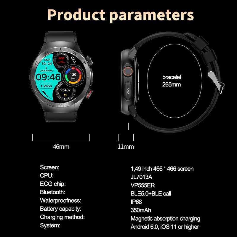 Bluetooth Call ECG+PPG New Smart Watch Mens Health Watch Heart Rate Watches IP68 Waterproof Fitness Tracker Smartwatch
