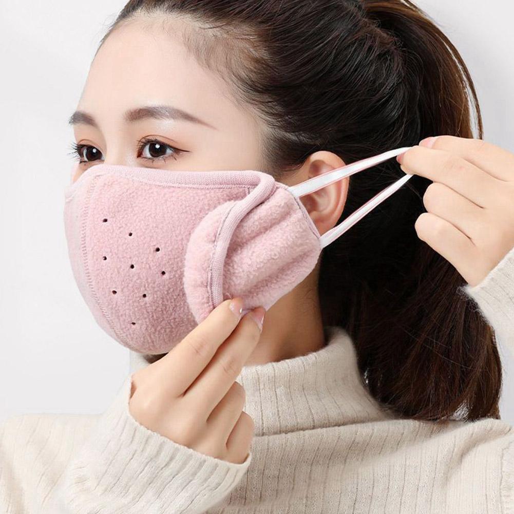 Winter Fleece Earmuffs with Windproof Mouth Cover Unisex Activities Mask Warm Face Warmer Breat X0M1