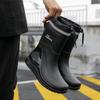 Мужские нескользящие резиновые сапоги средней высоты с эластичными манжетами для рыбалки на открытом воздухе и мойки автомобиля