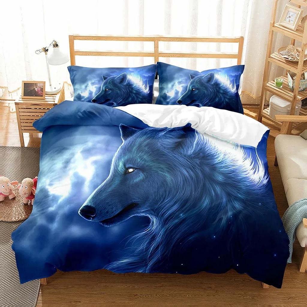 Boys Wolf Boho Wolf Wildlife Forest Comfortable Duvet Cover Pillowcase Bedding Set Children Bedroom Decoration Home Textile