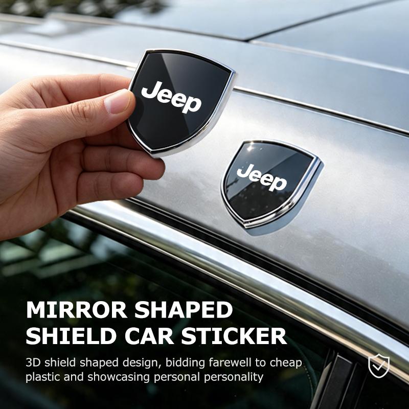 For Jeep Car Alloy Shield Emblem Side Fender Body Trunk Badge Sticker Compass Renegade Cherokee Wrangler JK Patriot Liberty