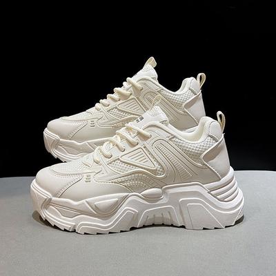 Обувь для папы, женские весенние новые модные легкие дышащие кроссовки на шнуровке с толстой подошвой, студенческие кроссовки