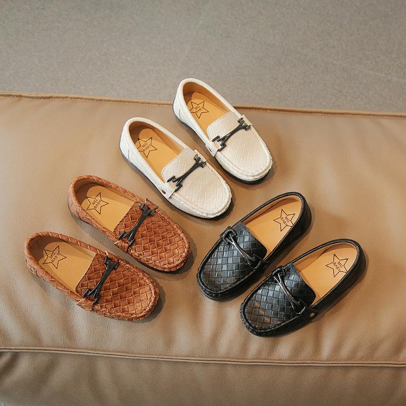 Черные детские лоферы 2024 Четыре сезона Новые Дикие Ремень Металл Мальчик Вечеринка Детская Мода Обувь для выступлений Классический Британский Стиль