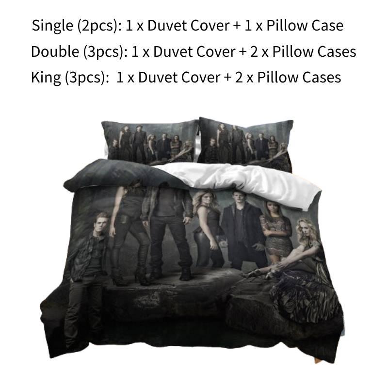 Комплект постельного белья с 3D-принтом «Дневник вампира», мягкий и прочный материал из полиэфирного волокна