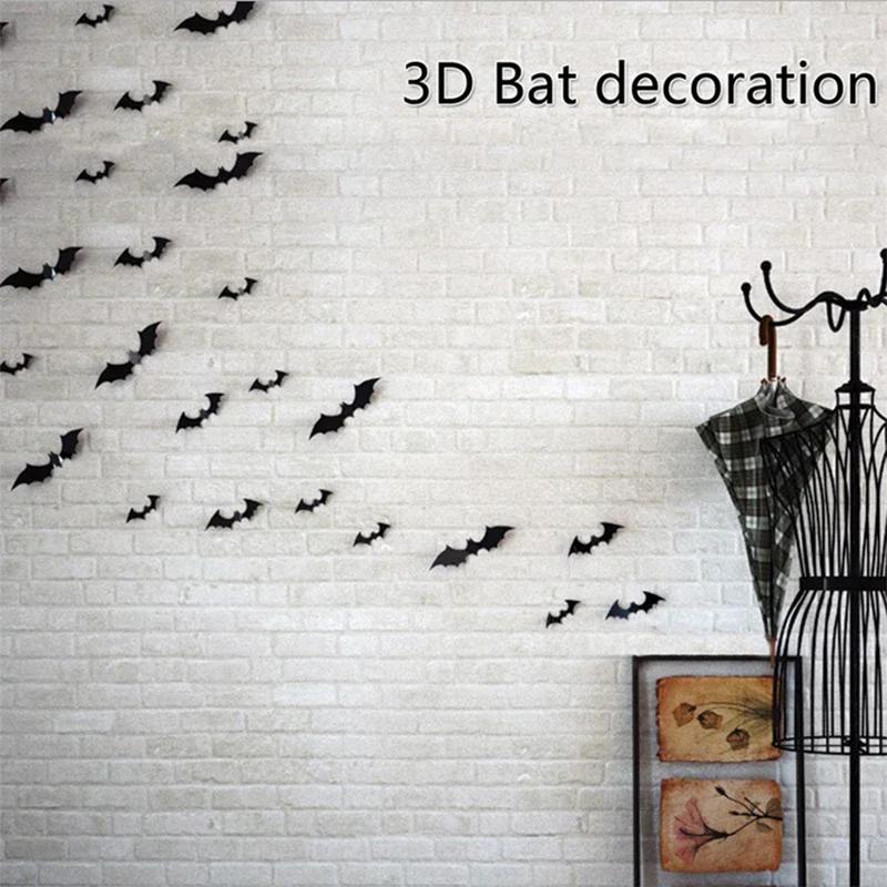 Хэллоуин Украшение 3D Черная ПВХ Летучая Мышь Вечеринка на Хэллоуин DIY Декор Наклейка на Стену Бар Комната Вечеринка на Хэллоуин Страшные Декорации Реквизит
