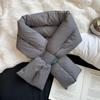 Windproof Cross Feather Shawl Korean Style Down Neck Scarf Casual Cotton Padded Scarf  Hiking
