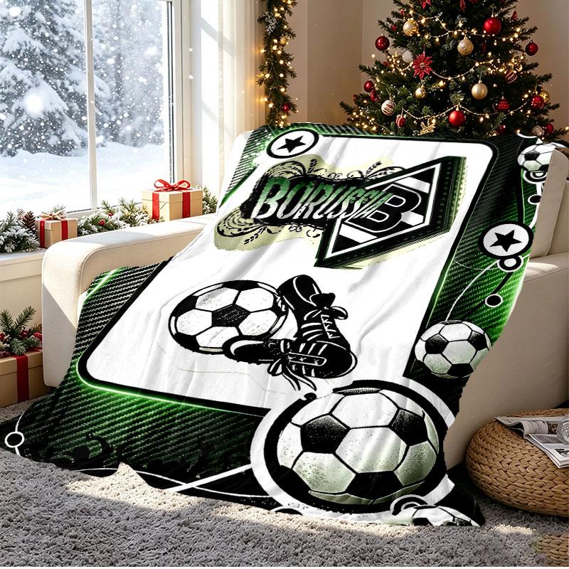 Borussia Monchengladbach Pattern Blanket for Home Decoration, Bed, Sofa, Car Travel, Camping, Suitable for All Seasons, Birthday Christmas Gift