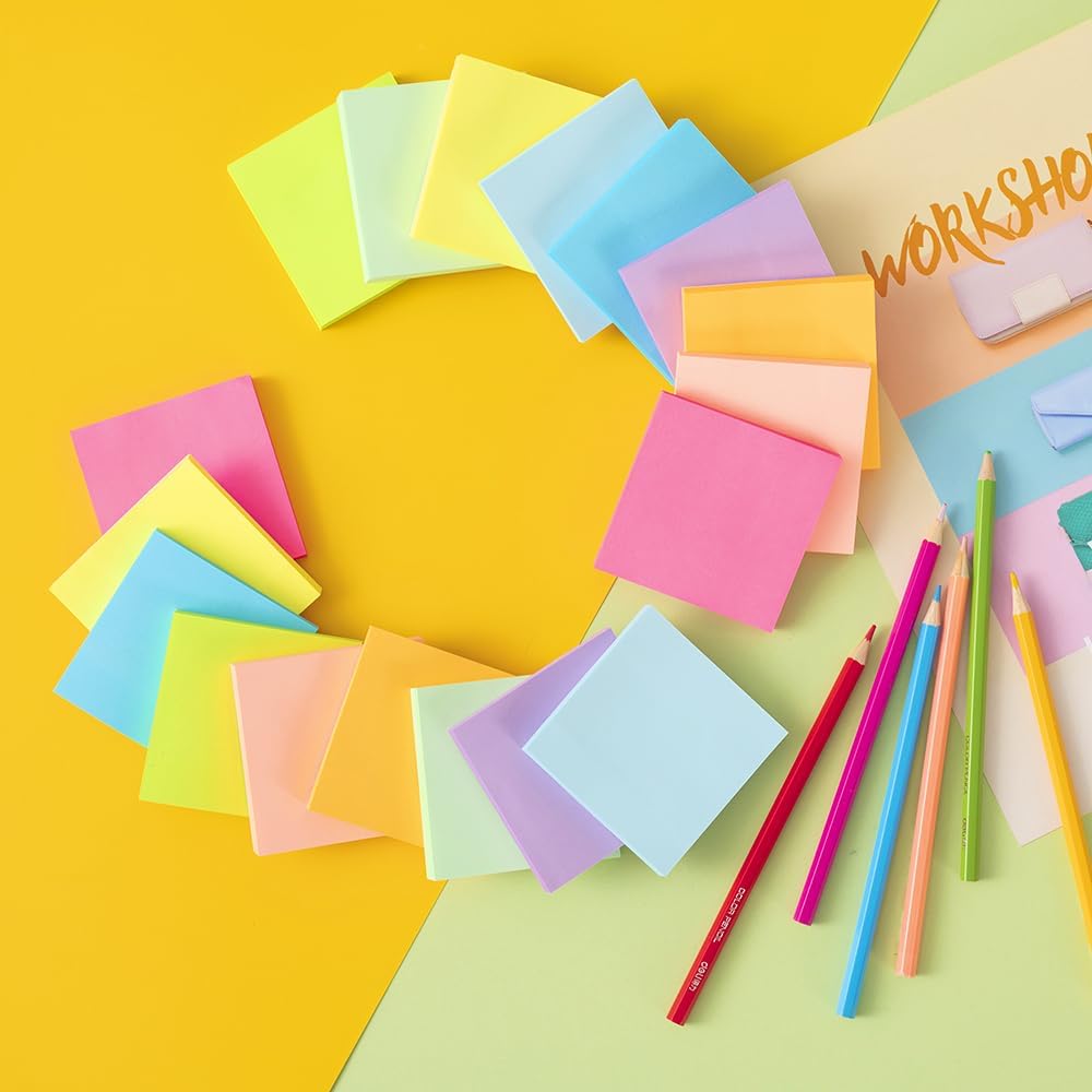 (18 Pack) Pop Up Sticky Notes Refill,3x3 in Popup Notepads,Accordion Stickies Super Sticking Power,Office School Memo Note Pads Bright Colors,Post on