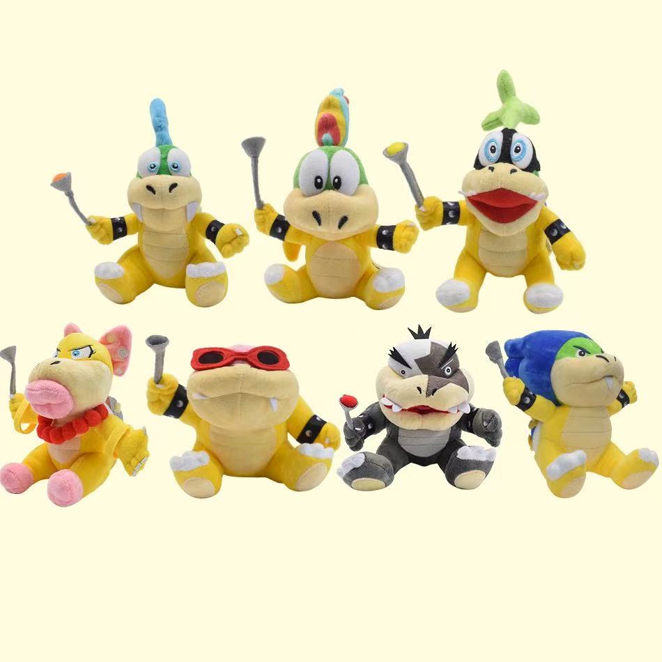 Large Mario Koopa Family Plush Set - 7 Styles Soft Bowser Jr Stuffed Toys Video Game Characters for Kids Birthday Gift