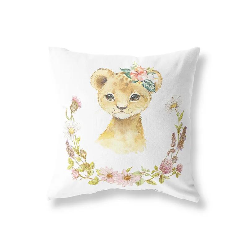 Милый кролик жираф животные декор детской комнаты полиэстер наволочка для подушки диванная подушка украшение дома наволочка для подушки