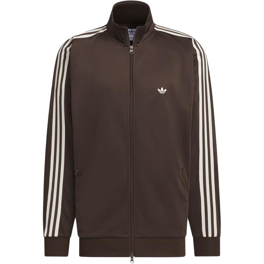 adidas Originals Беккенбауэр AW24 Unitefit Логотип Узор Наружный Повседневный Спортивный Молния Воротник-стойка Куртка Унисекс Куртка Темно-коричневый Переливающийся-белый JD5267