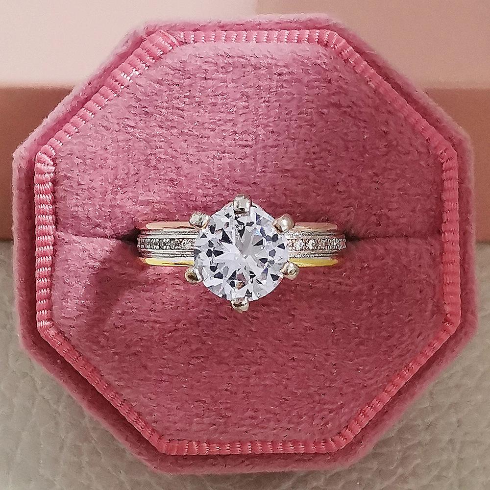 SHEIN Двухцветное гальванизированное кольцо с цирконом R8111