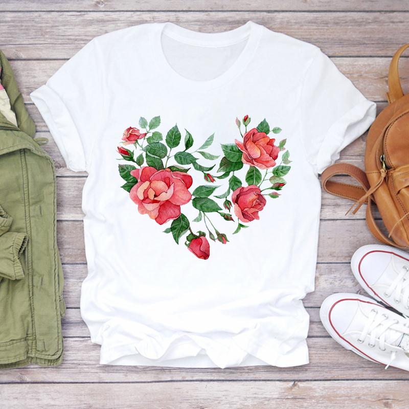 (Asian Size) Tee Top Fashion Tshirt Clothing Casual Watercolor Love 90s Trend Short Sleeve Unisex Print Summer Lady Fe Unisex Graphic T-shirt Unisex