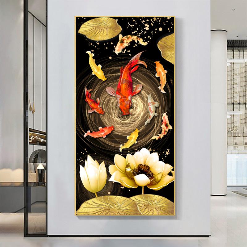 Картины с рыбками кои, современные постеры с животными, печать на холсте, абстрактные настенные художественные картины Куадрос для гостиной, домашний декор, БЕЗ РАМКИ