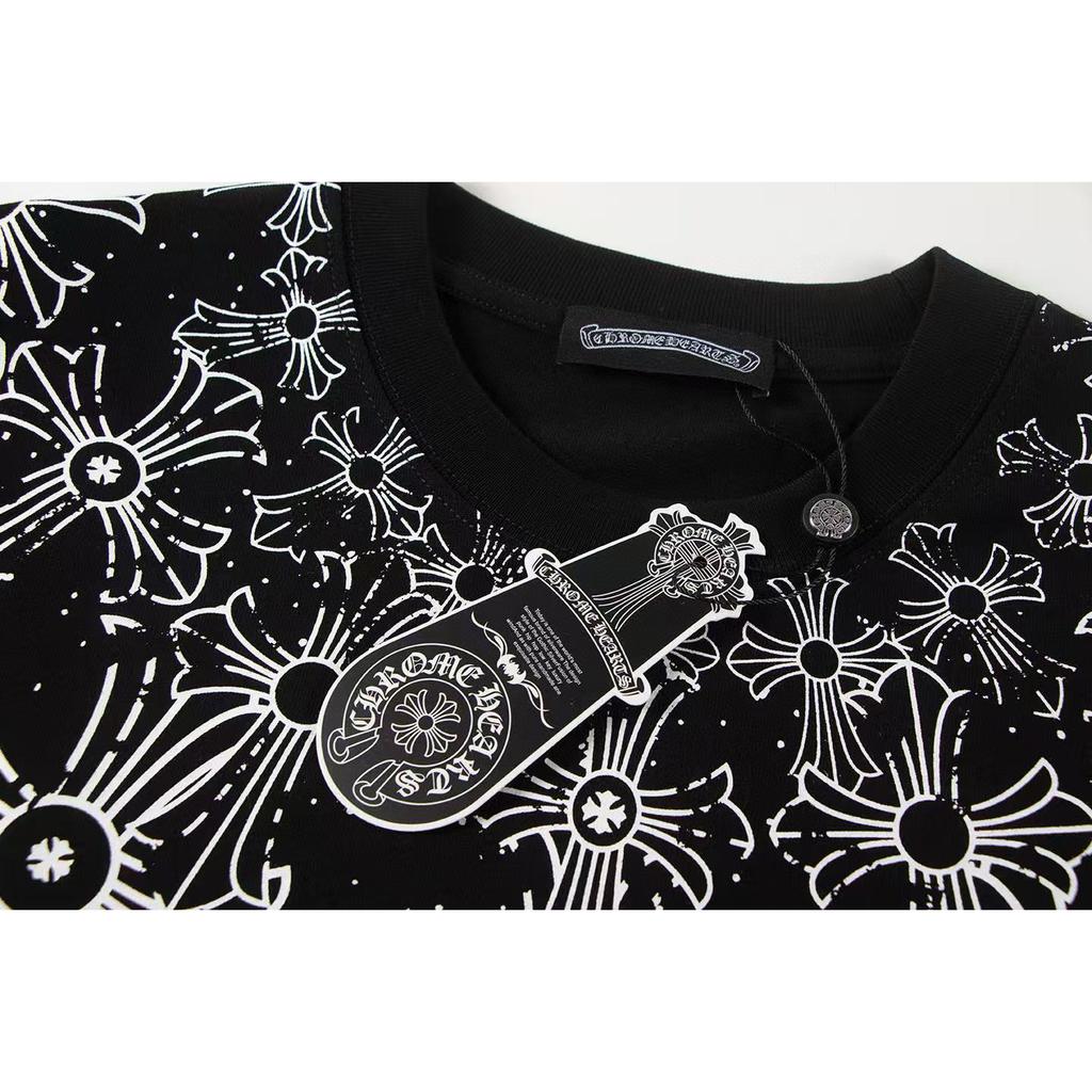 W361 CHROME HEARTS Лето 2026 Новый Высококачественный Хлопок Круглый Вырез Свободный Большой Размер Мужская и Женская Футболка Футболка для Пары