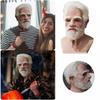Simulation Grandfather Face Mask, Old Man Latex Mask with Wig