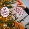 14Pcs/Set Embroidery Christmas Ornament Kit Jolly Bright Snowflake Deer Pattern Xmas Tree Hanging Pendant Crafting Supplies