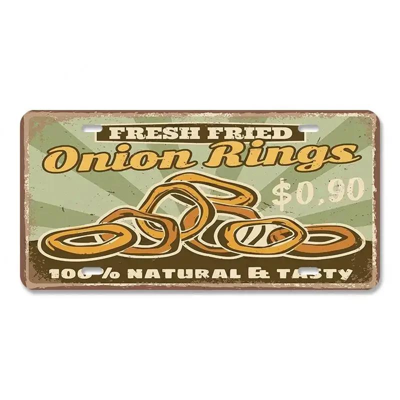 Vintage Delicious Foods Plate Metal Aluminum Sign Pizza Hot Roll Sandwich Donuts Metal Poster Home Cafe Restaurant Wall Decor