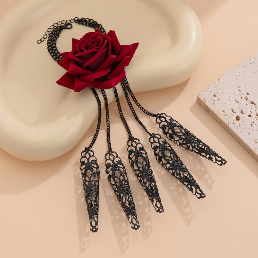 Tassel Baroque Rose Necklace Jewelry Accessories Finger-cot Bracelet Pearls Chain Choker Women