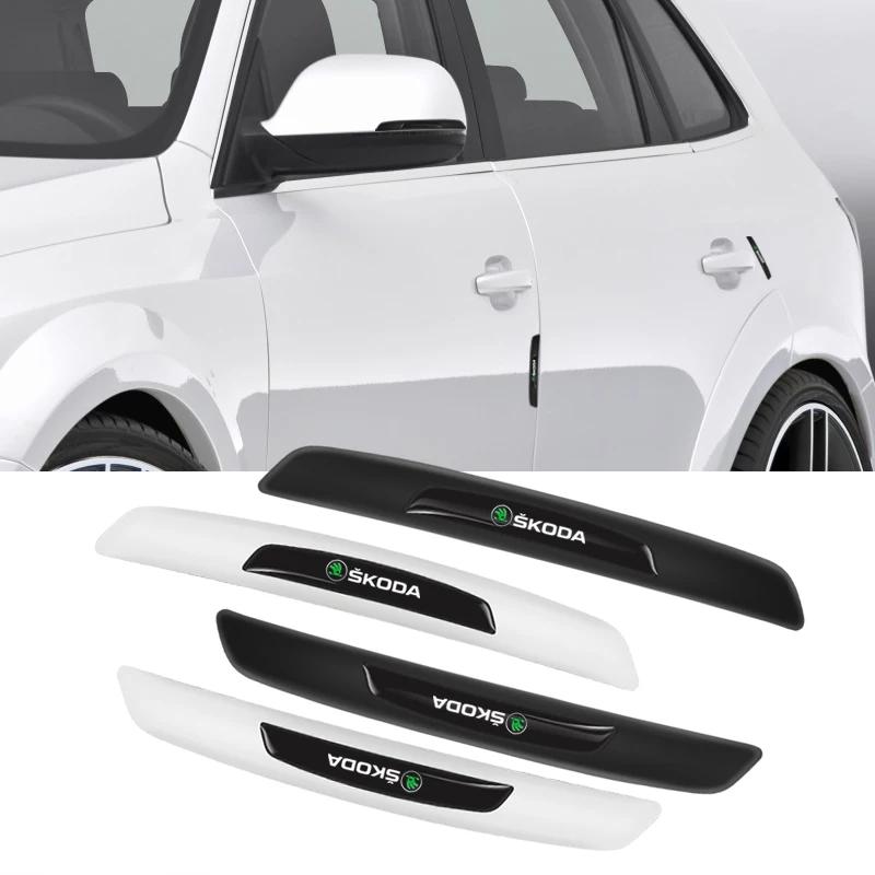 Car Sticker 4Pcs Rubber Anti Collision Strip Car Door Rearview Mirror Protector Stickers For Skoda Mk3 Yeti Kamiq Kodiaq Karoq O NL6