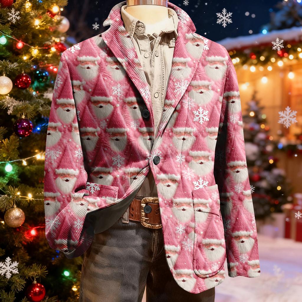 Мужской уродливый рождественский вельветовый теплый карманный пиджак-кардиган, мужской повседневный костюм