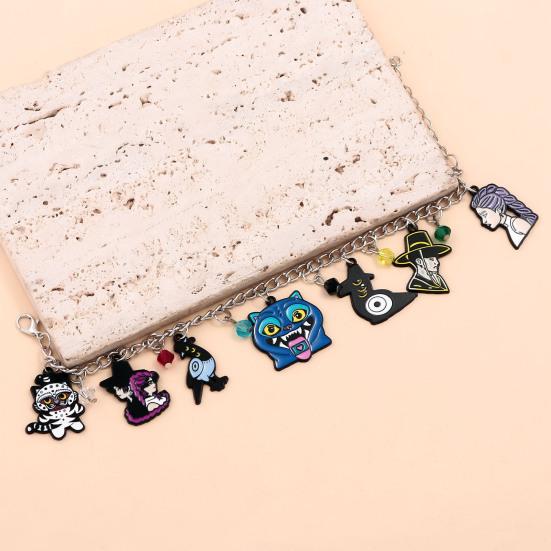 Браслет в стиле Охотников на демонов, цинковый сплав, эмаль, кошачьи шармы, змеиная цепочка, устойчивый к выцветанию, легкий, готическая фэнтези бижутерия, аксессуары