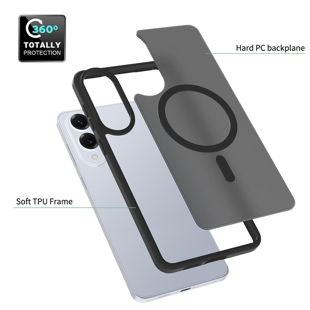 Магнитный чехол для телефона с покрытием Soft Touch для Samsung S25 Edge S25+ S24 FE S23 Ultra Magsafe Беспроводная зарядка TPU Рамка Пластиковая задняя крышка