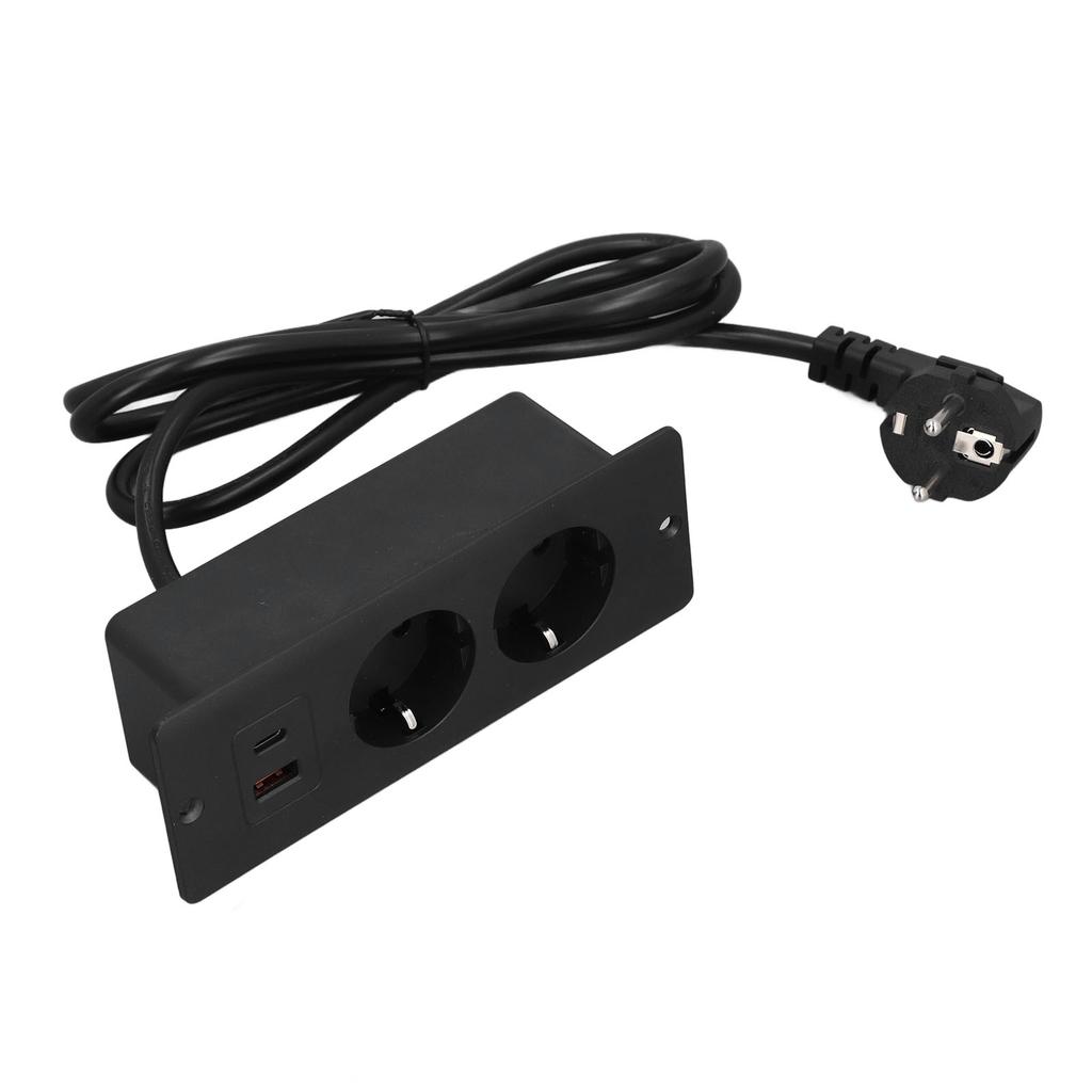 Встраиваемая розетка 2 розетки с портом USB C USB A мощностью PD20W, встроенный удлинитель для мебели, шнур 1,5 м