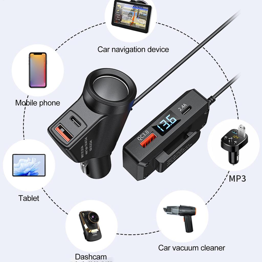 Многофункциональное портативное USB-автомобильное зарядное устройство QC3.0 PD для автомобильных телефонов, грузовиков, фургонов, седанов, смартфонов