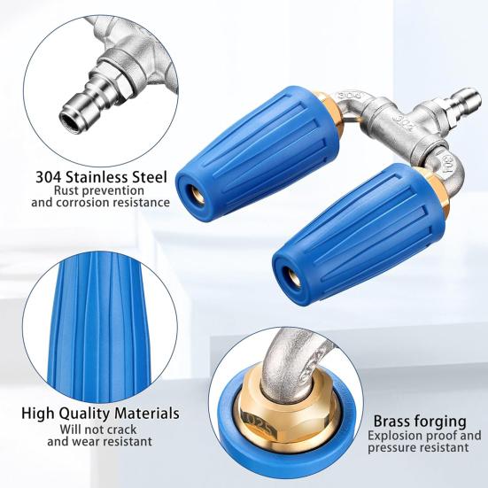 360-degree Rotating Turbo Nozzle GPM 4000 PSI Easy To Install Quick Connector