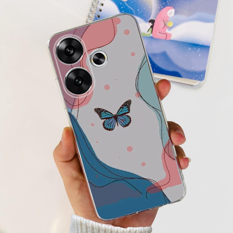 For Xiaomi Poco F6 Case Popular Butterfly Flower Soft Clear Silicone TPU Back Cover For Xiaomi Poco F6 5G F 6 PocoF6 Phone Cases