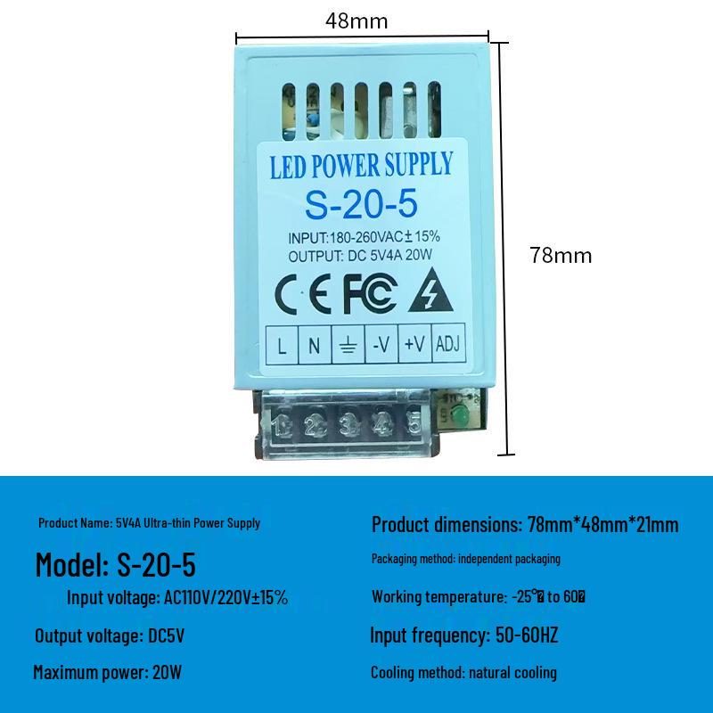 Блок питания 220В в 12В/24В/5В постоянного тока для светодиодных лент - 5А/10А/30А, Трансформатор 60Вт