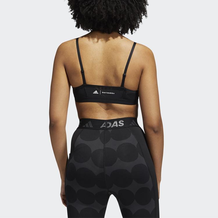 Adidas Am Marimekko Низкоинтенсивный компрессионный спортивный бюстгальтер для тренировок женское нижнее белье черный H16923