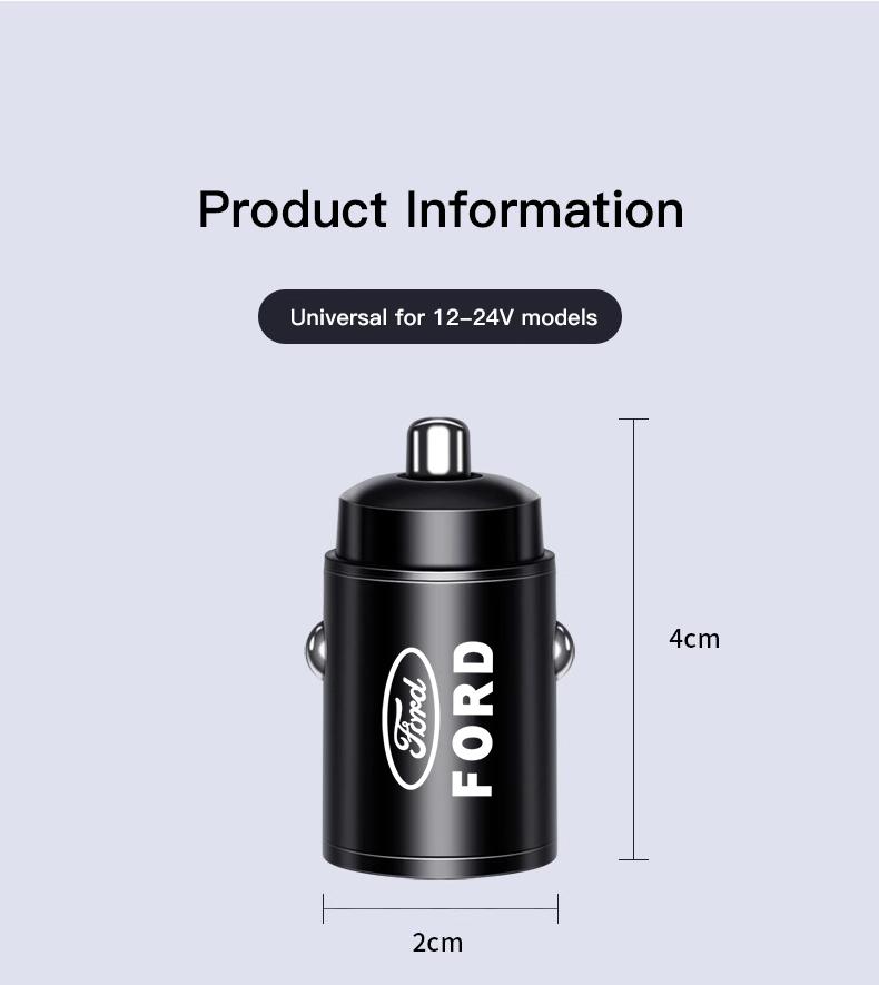 Автомобильное быстрое зарядное устройство USB Type-C Порты Адаптер питания Аксессуары Для Ford ST Line Focus Mustang Fiesta Puma Ranger Kuga MK7 MAX F150