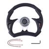 Aluminum Car JDM Racing Flat Dashed Steering Wheel PVC Sports Drifting Wheel Black Leather