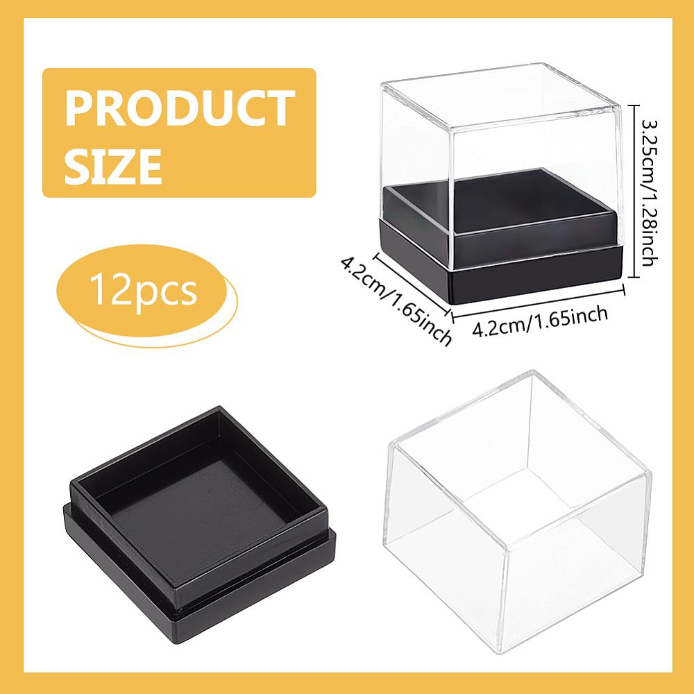 12pcs Transparent Plastic Minifigures Display Case Dustproof Dolls Display box for Models  Action Figures Rectangle Clear 4.2x4.2x3.25cm