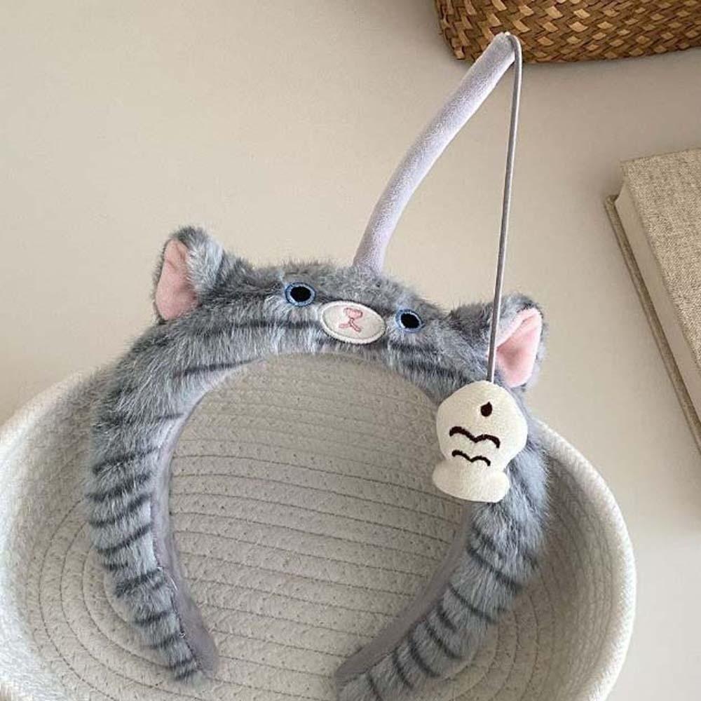 Panda Cat Fishing Plush Headband Hair Accessories Girls Cartoon Hairband Adorable Hair Hoop Women