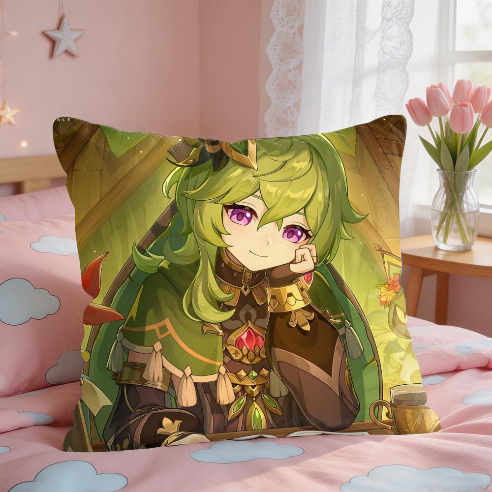 Collei Genshin Impact Cushion Cover Square Short Plush Pillow Case Living Room Sofa Home Decor Funda X