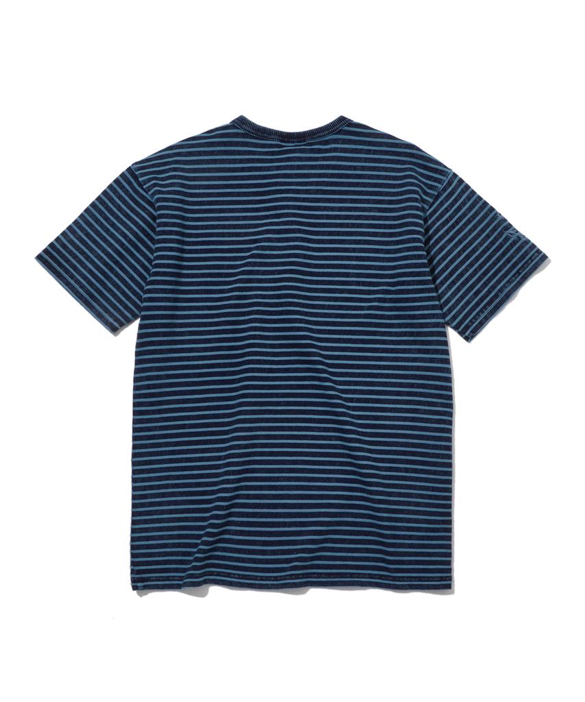 PENFIELD [Одежда для походов] Синяя футболка в мини-махру с индиго-полосками и морской вышивкой Blue_Fs2Kt14U