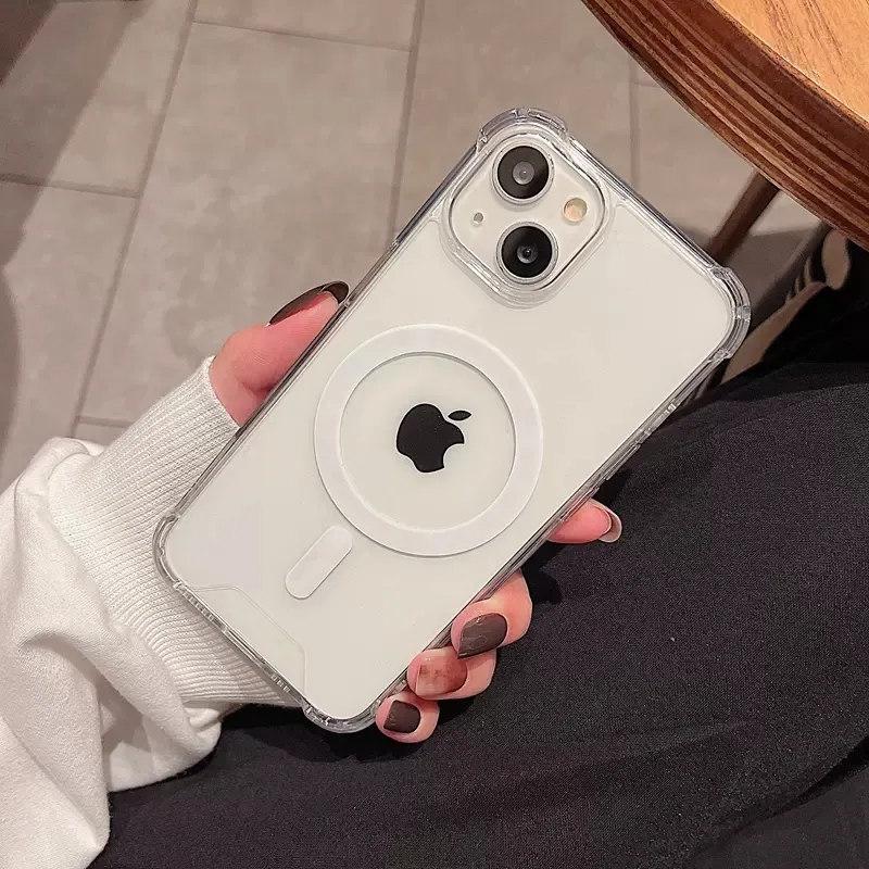 Original Transparent Magnetic For Magsafe Wireless Charging Case For iPhone 15 14 13 12 11 Pro Max Shockproof Cover Accessories