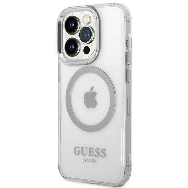 Guess Guhmp14Xhtrms Iphone 14 Pro Max 6,7 Srebrny/Silver Hard Case Metal Outline Magsafe
