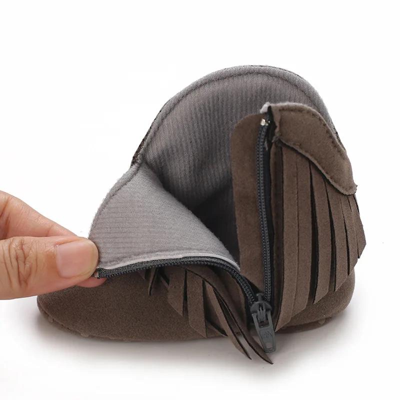 Детские пинетки винтажные кисточки нескользящая подошва осень-зима модные детские ботинки повседневные удобные 0-18 месяцев обувь для ходьбы