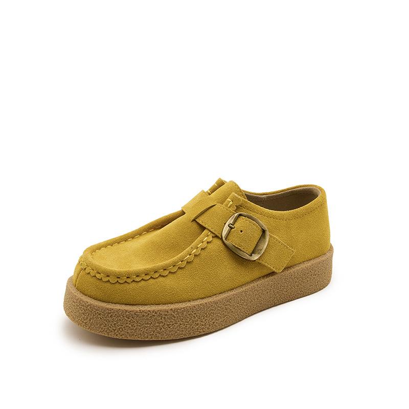 Женские лоферы из натуральной кожи, женская обувь, весенние новые матовые кожаные повседневные туфли, женские туфли на платформе с ремешком и пряжкой