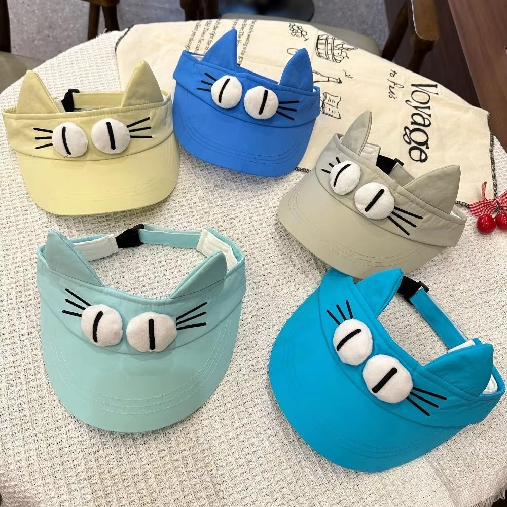 Big Eyes Cat Cat Ears Visor Cap Quick-drying Empty Top Cap Cute Sun Visor Women Summmer